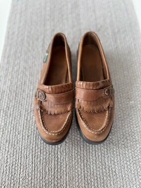Vintage 90s Eastland Brown Leather Tassel Fringe Loafers Size 7.5